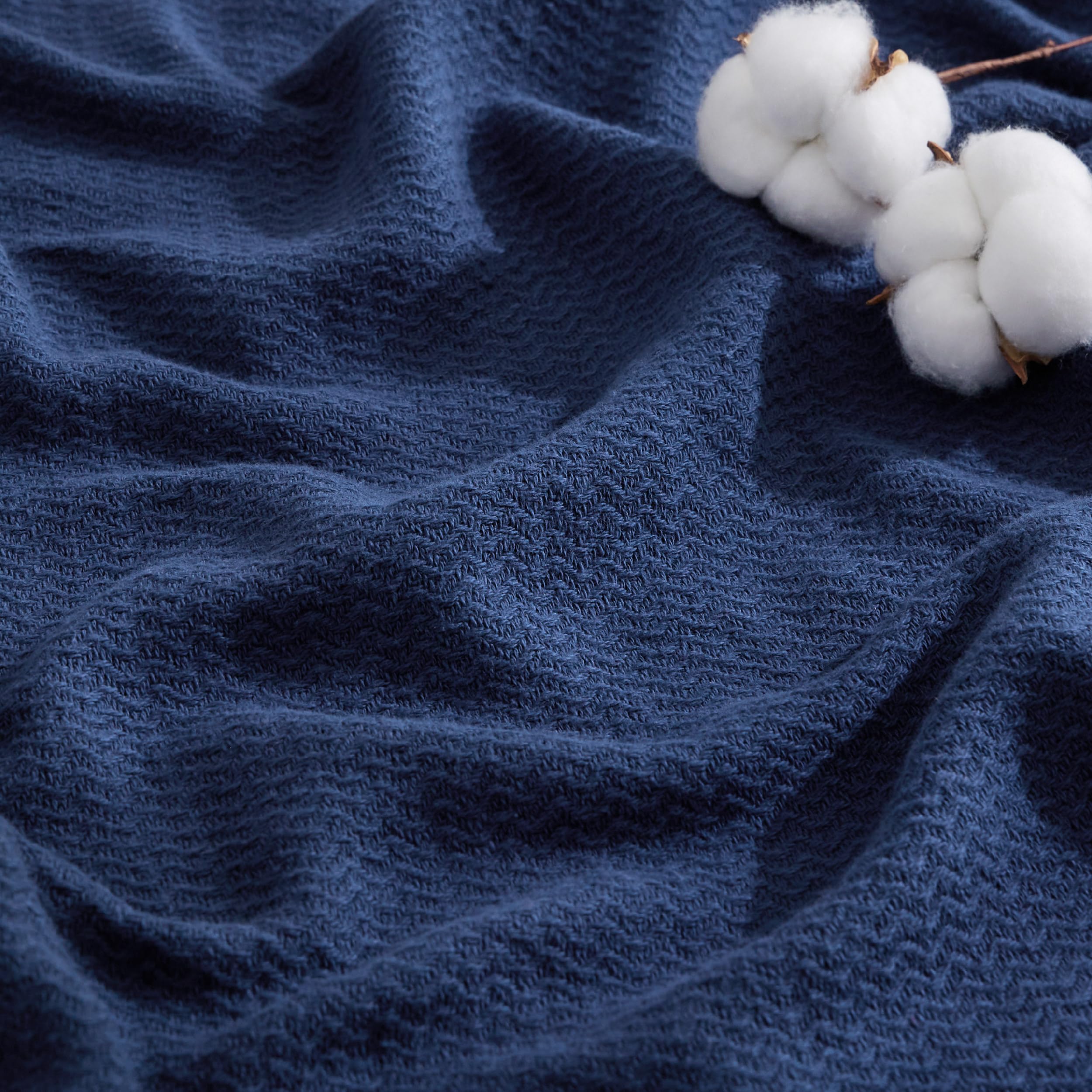 Bedsure GentleSoft 100% Cotton Blanket Twin XL Size for Bed - Breathable and Lightweight, Soft Cozy Textured Herringbone Woven S