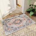 VK VKLIVING Entryway Washable Rug 2x3 Small Boho Bathroom Throw Area Rug Non Slip Backing Doormat Indoor Front Door Rug Machin