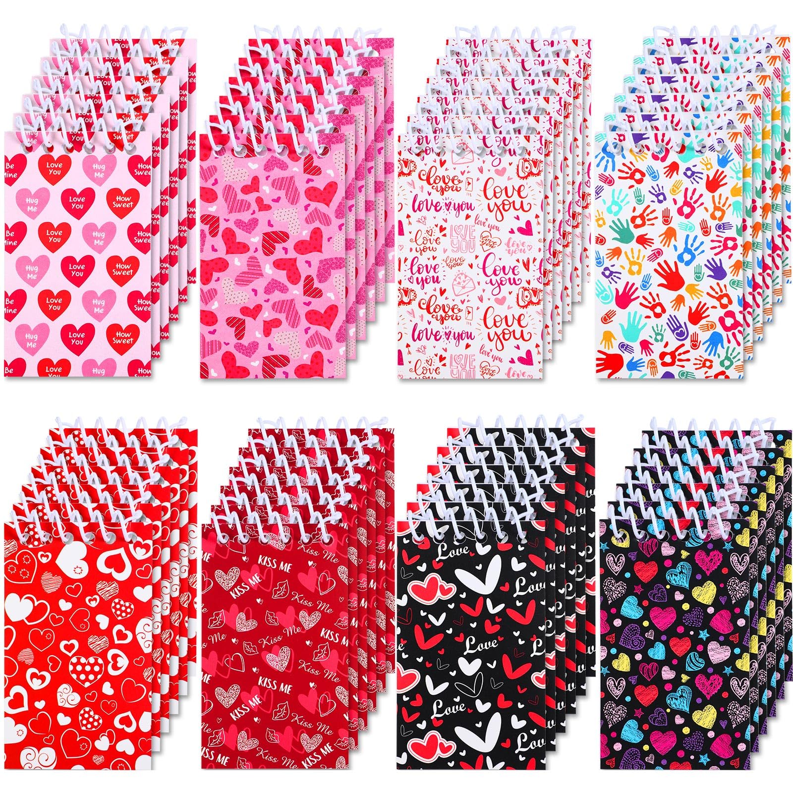Zonon Mini Valentines Day Notepads Tiny Heart Notepads Spiral Notebooks Teacher Student Classroom Rewards Favor Supplies For Gir