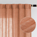 Mysky Home Orange Curtains For Bedroom Short Curtains For Small Window, Boho Semi Sheer Curtains 2 Panels Set Window Treatment Drapes Linen Style Texture For Closet/Kitchen, 50'X63', Burnt Orange