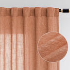 Mysky Home Orange Curtains For Bedroom Short Curtains For Small Window, Boho Semi Sheer Curtains 2 Panels Set Window Treatment Drapes Linen Style Texture For Closet/Kitchen, 50'X63', Burnt Orange