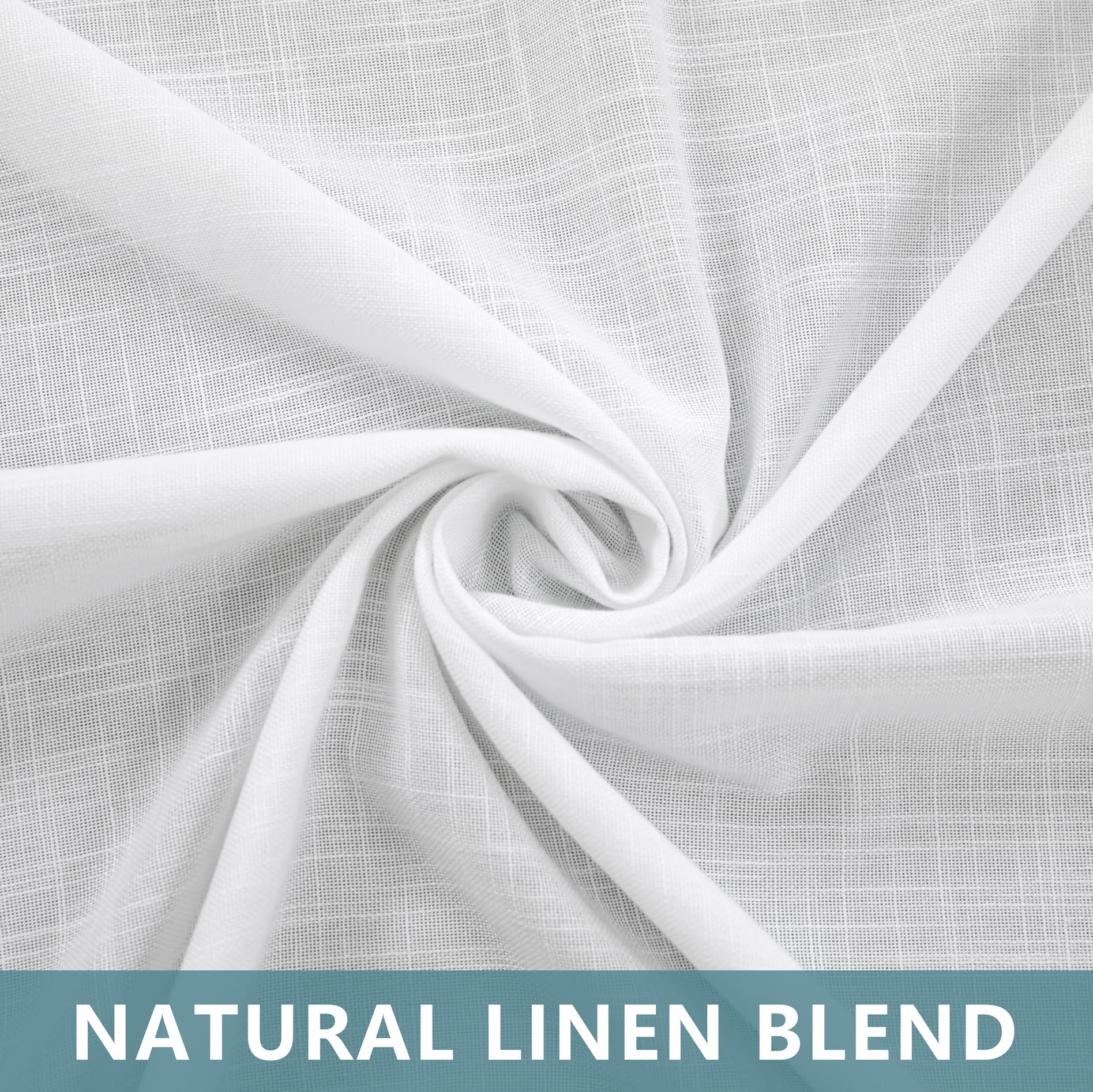 Koufall 102 Inches Long Curtains,White Sheer Linen Semi Light Filtering Boho Style Country Farmhouse Custom Curtains With Design