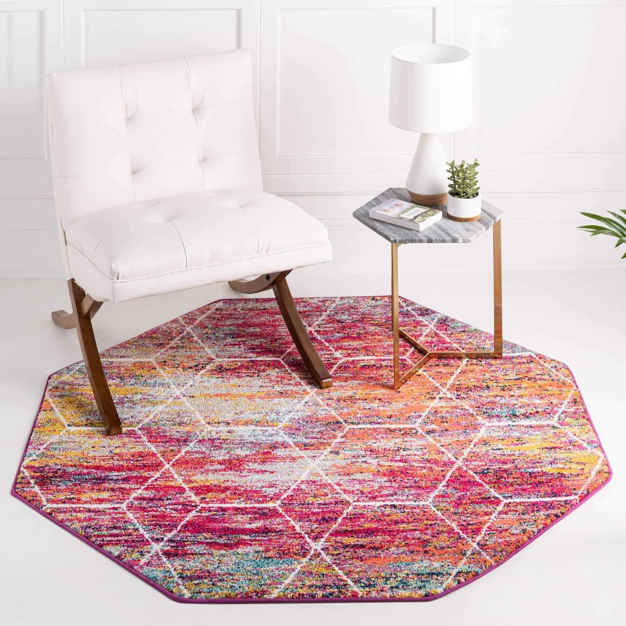 Unique Loom Trellis Frieze Collection Area Rug - Geometric (5 Octagon, Multi/ Ivory)