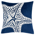 Homey Cozy Embroidery Navy Velvet Starfish Throw Pillow Cover,Ocean Blue Series Nautical Decorative Pillow Case Coastal Beach Th