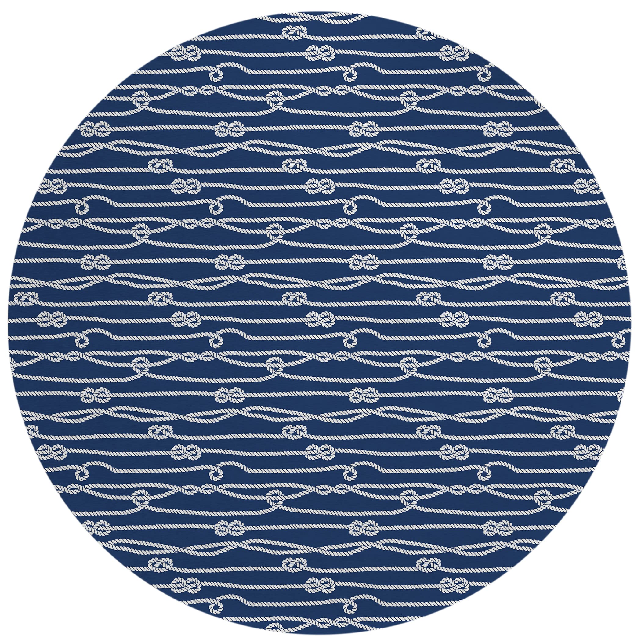 Addison Rugs Harpswell Ahp37 Blue 8' X 8' Indoor Outdoor Round Rug, Easy Clean, Machine Washable, Non Shedding, Bedroom, Living Room, Dining Room, Kitchen, Patio Rug