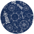 Addison Rugs Harpswell Ahp39 Blue 8' X 8' Indoor Outdoor Round Rug, Easy Clean, Machine Washable, Non Shedding, Bedroom, Living Room, Dining Room, Kitchen, Patio Rug Rug