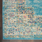 Nourison Passion Light Blue 1'10'' X 6' Area -Rug, Boho, Traditional, Easy -Cleaning, Non Shedding, Bed Room, Living Room, Hallw