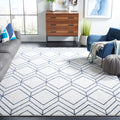 SAFAVIEH Adirondack Collection 6 Square Light Grey/Navy ADR241N Modern Geometric Non-Shedding Living Room Dining Bedroom Area R