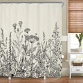 Riyidecor Wild Floral Shower Curtain for Bathroom Decor 72Wx78H Botanical Flower Plant Herbs Tulip Nature Blossom Wildflower Lea
