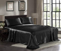 Satin Sheets King [4-Piece, Black] Hotel Luxury Silky Bed Sheets - Extra Soft 1800 Microfiber Sheet Set, Wrinkle, Fade, Stain Re