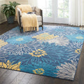 Nourison Passion Blue 8 x 10 Area-Rug, Floral, Farmhouse, Easy-Cleaning, Non Shedding, Bed Room, Living Room, Dining Room, Kit