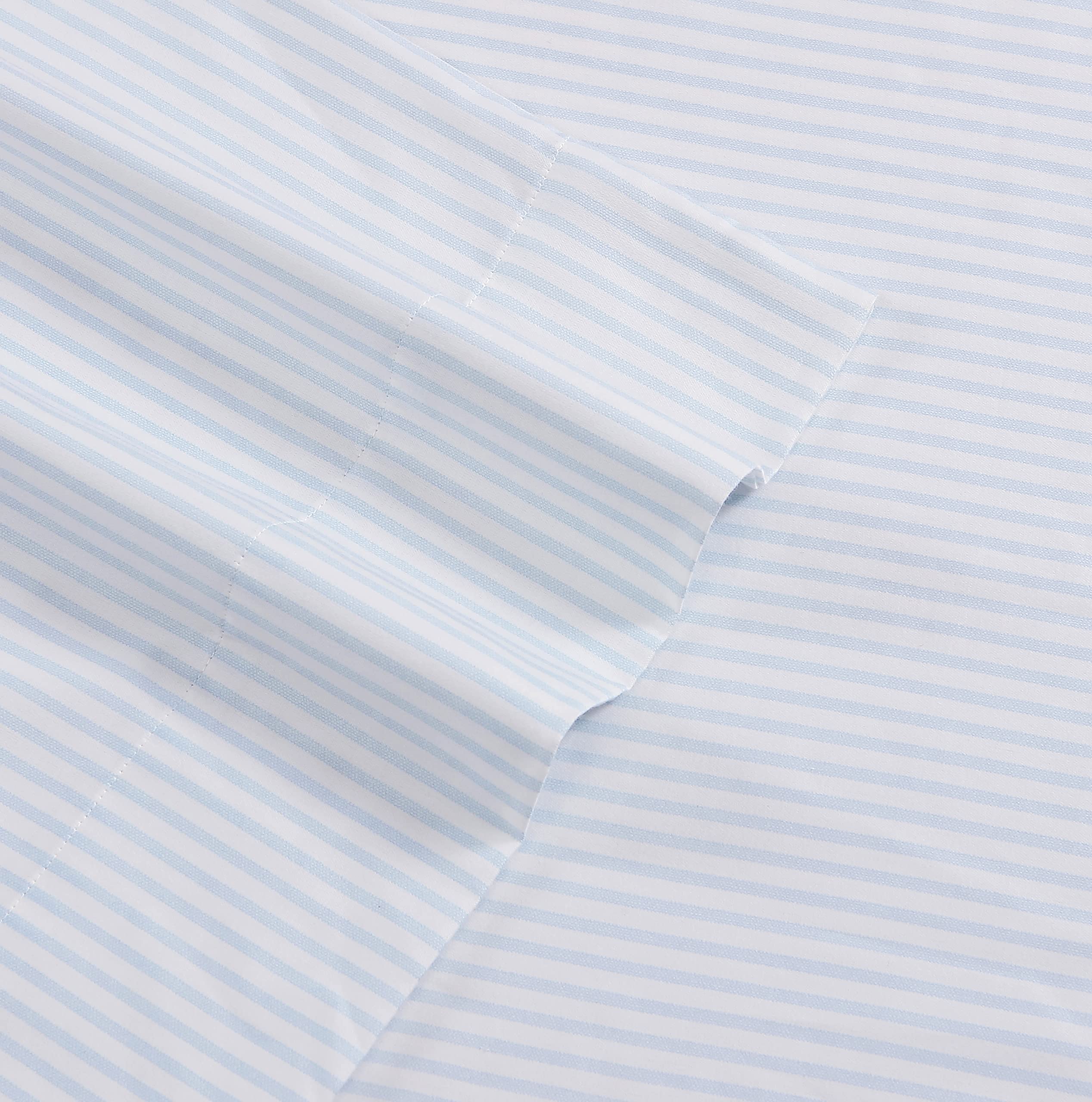 Laura Ashley - King Sheets, Soft Sateen Cotton Bedding Set - Sleek, Smooth, & Breathable Home Decor (Ramona Blue, King)