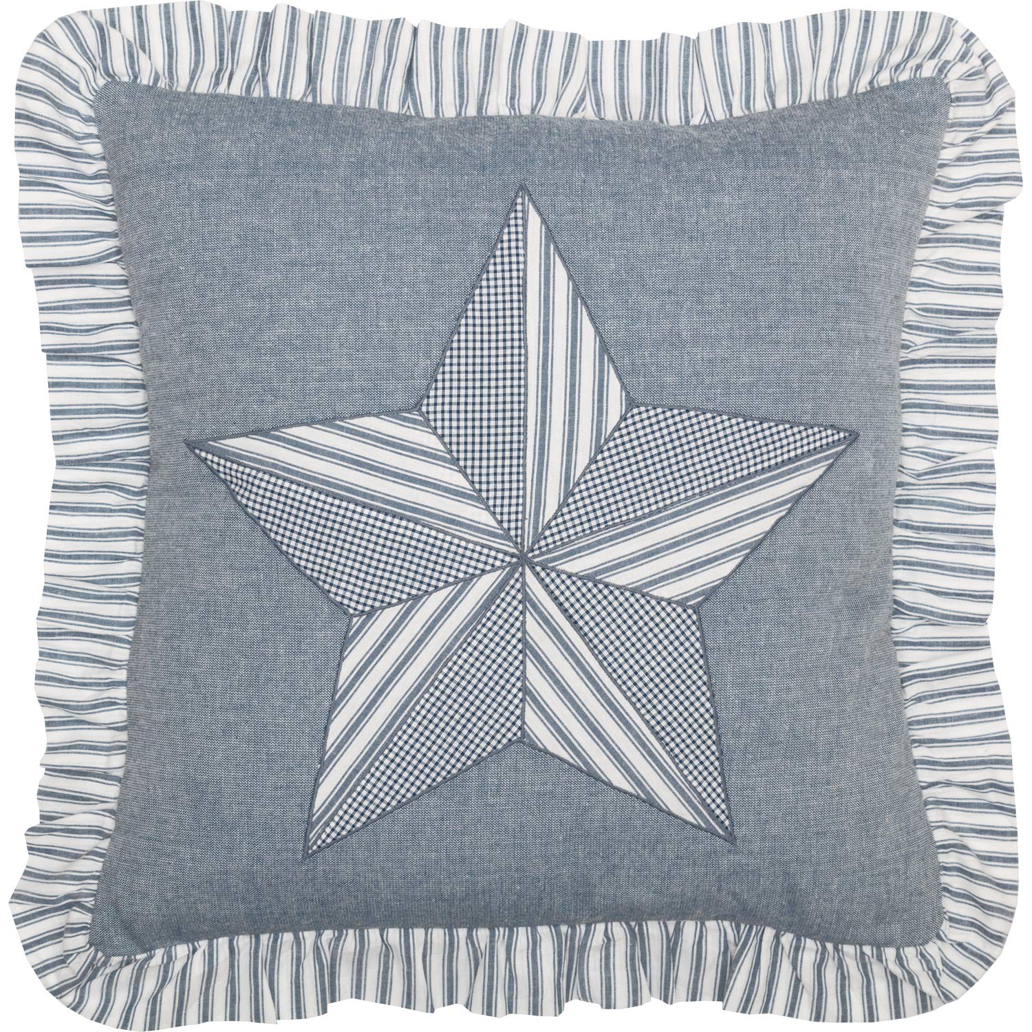 Vhc Brands Sawyer Mill Blue Barn Star Decorative Farmhouse Throw Pillow For Sofa, Couch, Or Bed 18X18
