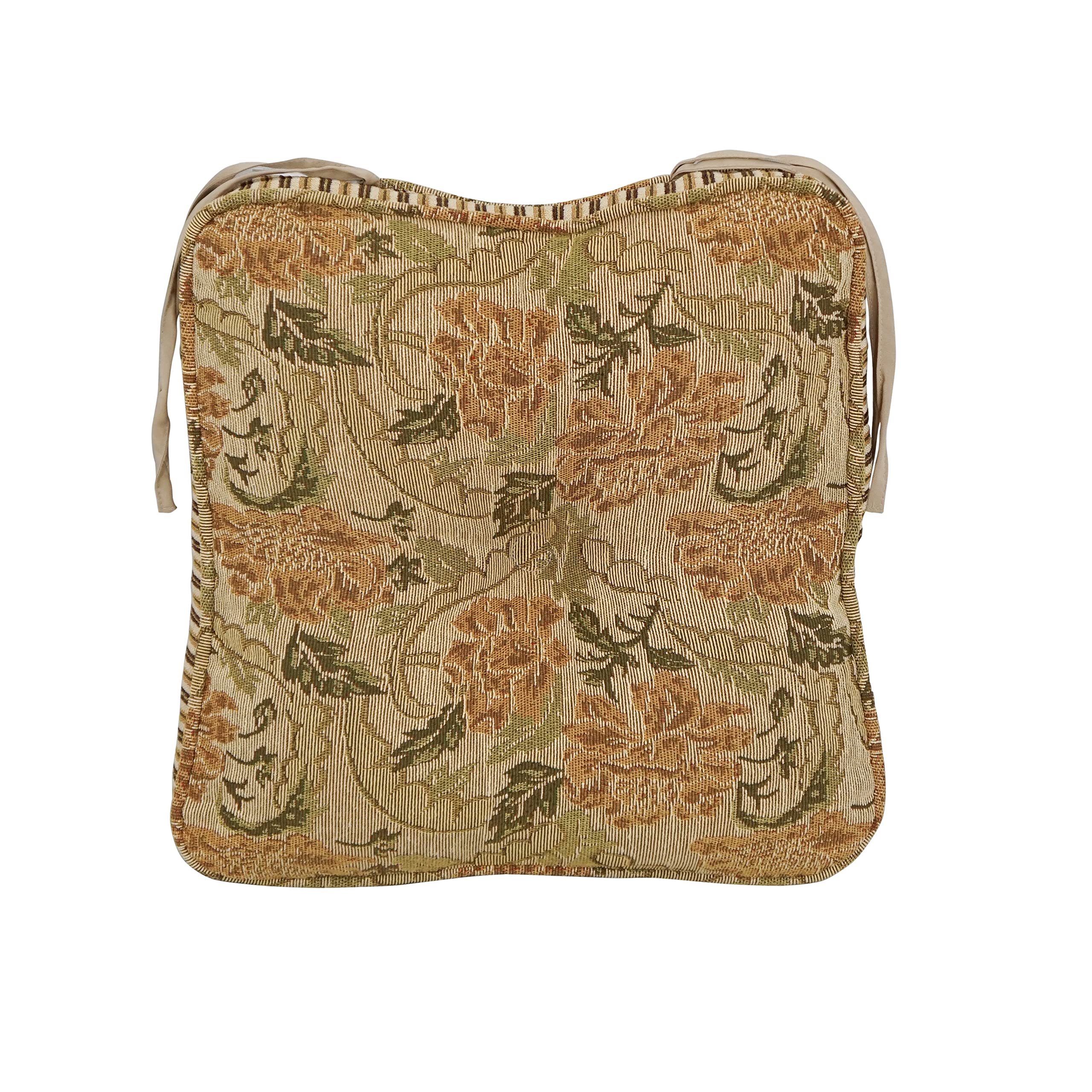 Blazing Needles Corded Tapestry Chair Cushion, 17&quot;, Tan/Beige 2 Count