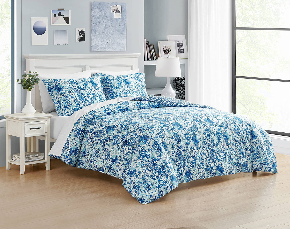Poppy & Fritz - King Duvet Cover Set, Breathable Cotton Bedding With Matching Shams & Zipper Closure, Ideal Bedding Set (Brooke