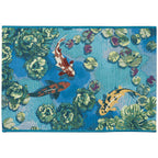 Liora Manne Esencia Machine Washable Non-Slip Low Profile Indoor/Outdoor Mat-Transitional, Whimsical, Fish, Nature, Koi Pond Aqua 2'5' X 3'11'