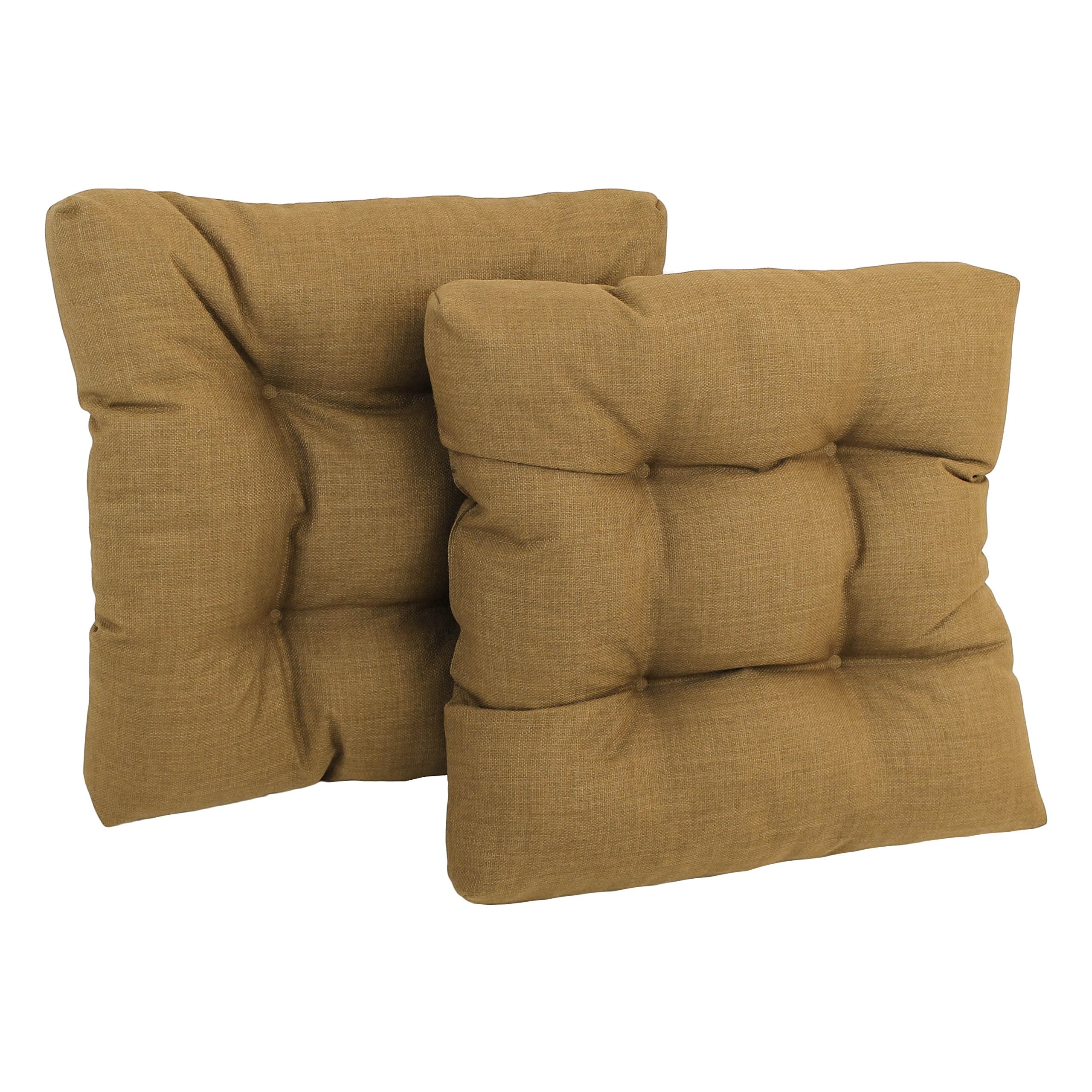 Blazing Needles Indoor/Outdoor Square Tufted Chair Cushion, 19 x 19, Wheat 2 Count