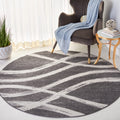 SAFAVIEH Adirondack Collection 10 Round Charcoal / Ivory ADR125R Modern Wave Distressed Non-Shedding Dining Room Entryway Foyer