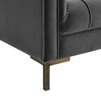 Addison Grace Home Dcor Steve Silver Furniture Isaac Gray Velvet Luxe Mid Century Modern Design with Brass Legs and Channel Stitching Sofa