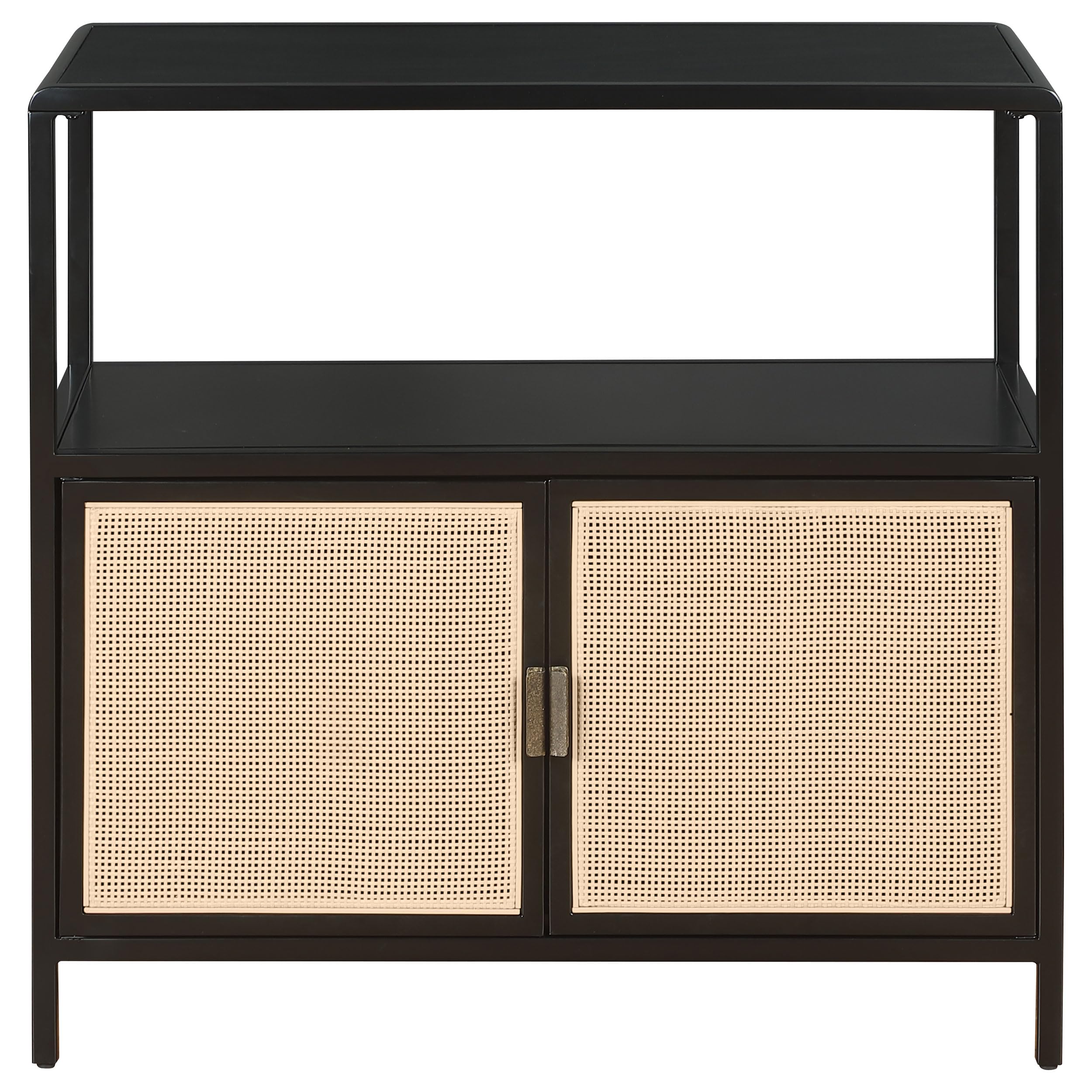 Coaster Home Furnishings Amherst 2-Door Radio Weave Cane Metal Accent Cabinet Black