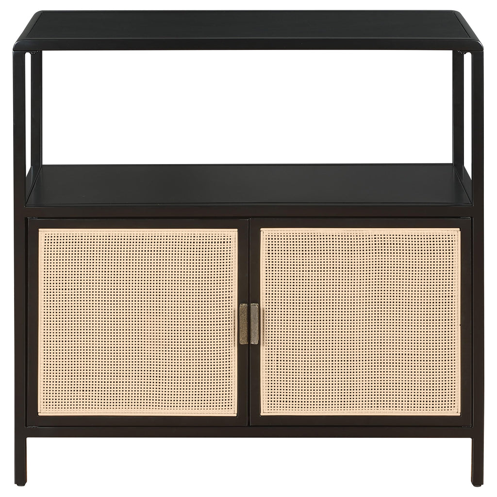 Coaster Home Furnishings Amherst 2-Door Radio Weave Cane Metal Accent Cabinet Black