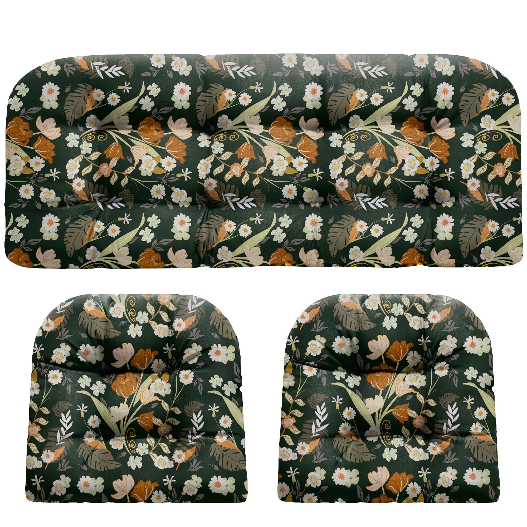 Danghoogy Wicker Chair Cushions, Waterproof Outdoor Loveseat Cushions For Patio Furniture, 3 Pieces Wicker Furniture Cushions, 1