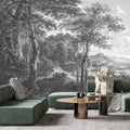 YQWDMX -Vintage Forest Fabric Wallpaper Grey Tree Mural Living Room 140 x 91 (Not Peel and Stick)