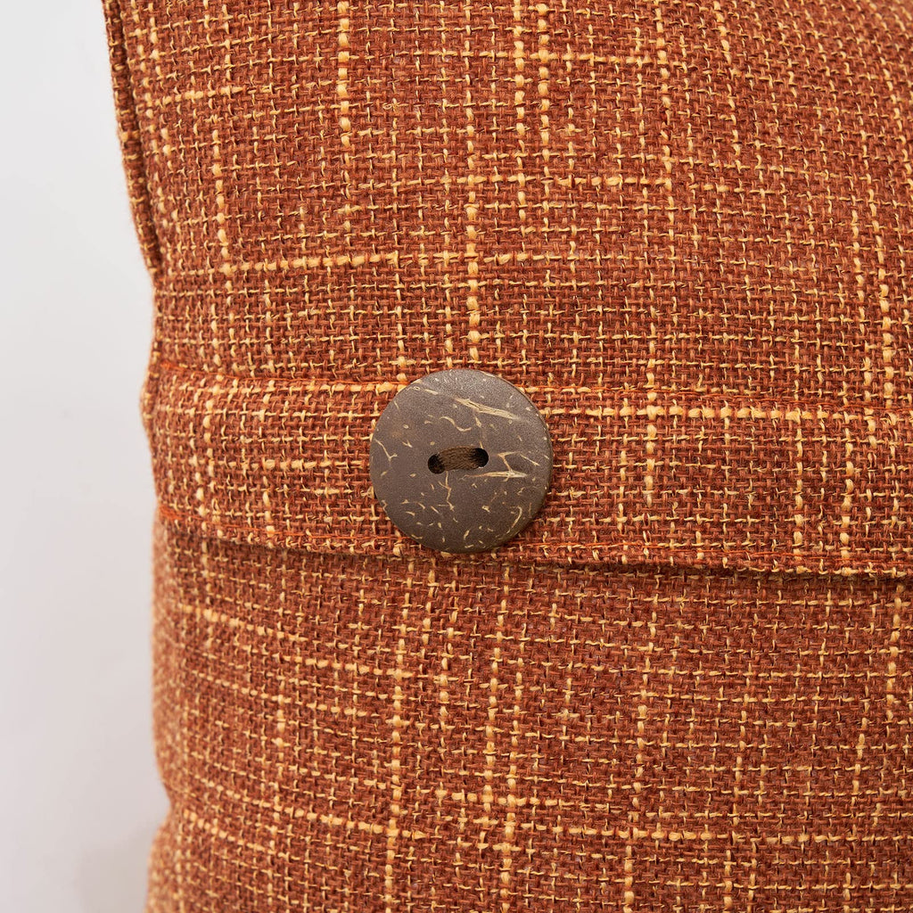 Miulee Set Of 2 Fall Linen Throw Pillow Covers Cushion Case Triple Button Vintage Farmhouse Pillowcase For Couch Sofa Bed 20 X 20 Inch Rust