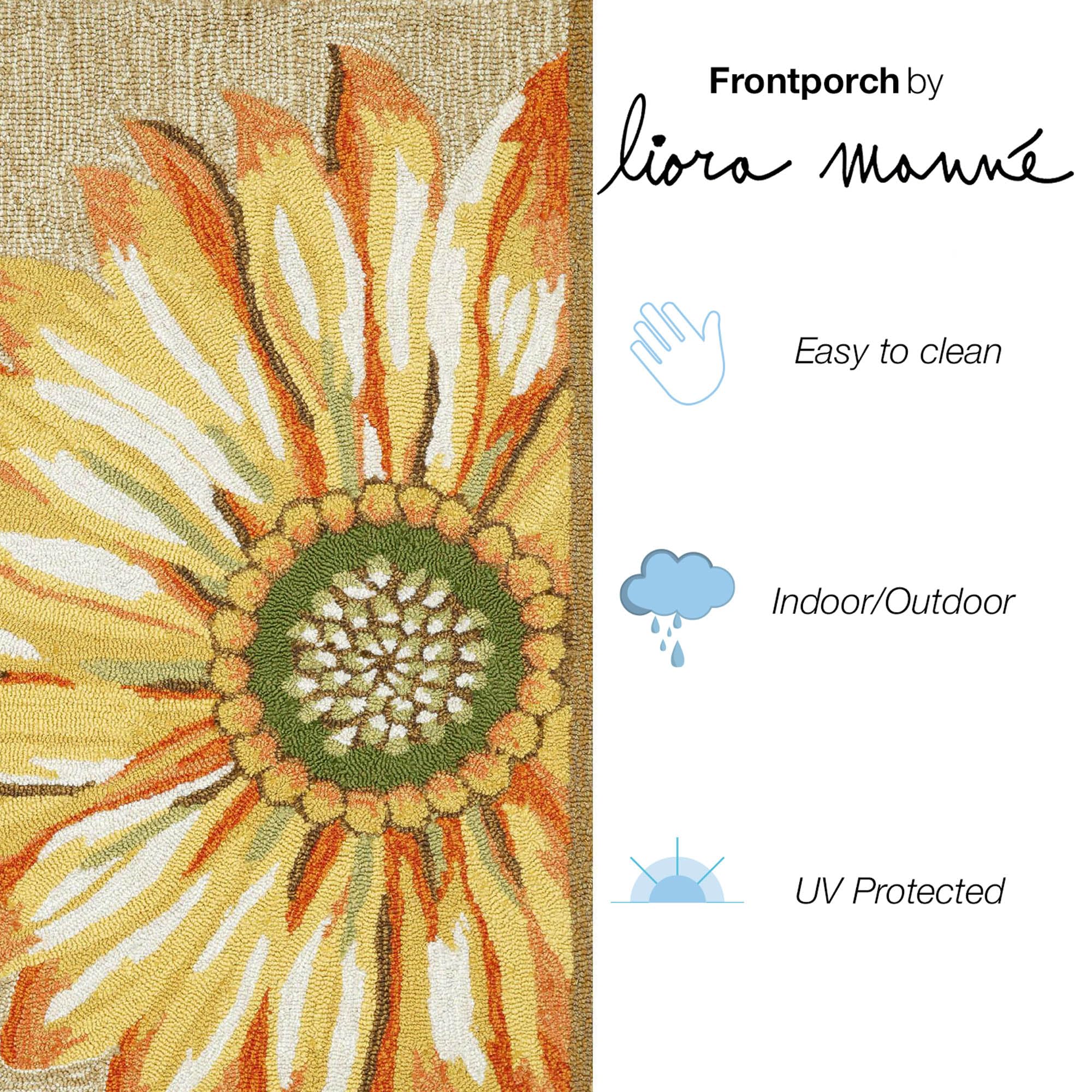 Liora Manne Frontporch Garden Yellow Flowers Sunflower Indoor/Outdoor Rug 2'6' X 4' Yellow And Gold