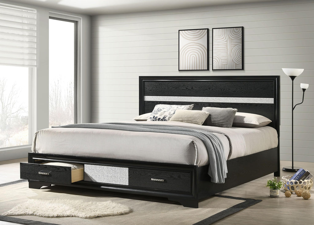 Coaster Home Furnishings Miranda Contemporary Wood California King Size Storage Panel Bed Frame 50-inch Headboard Black 206361KW