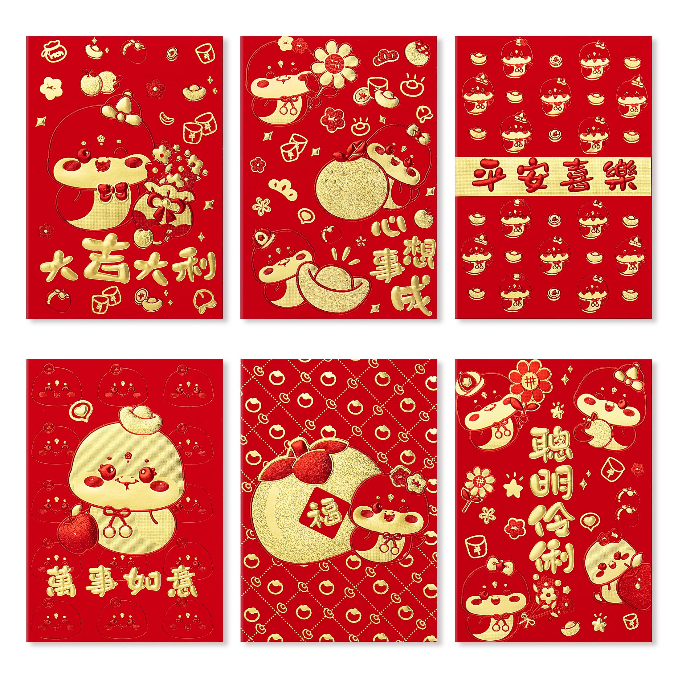 Thxtoms 36Pcs Red Envelopes For Year Of The Snake, Red Chinese Envelopes 2025 Red Pocket Envelopes Hong Bao Money Envelopes For