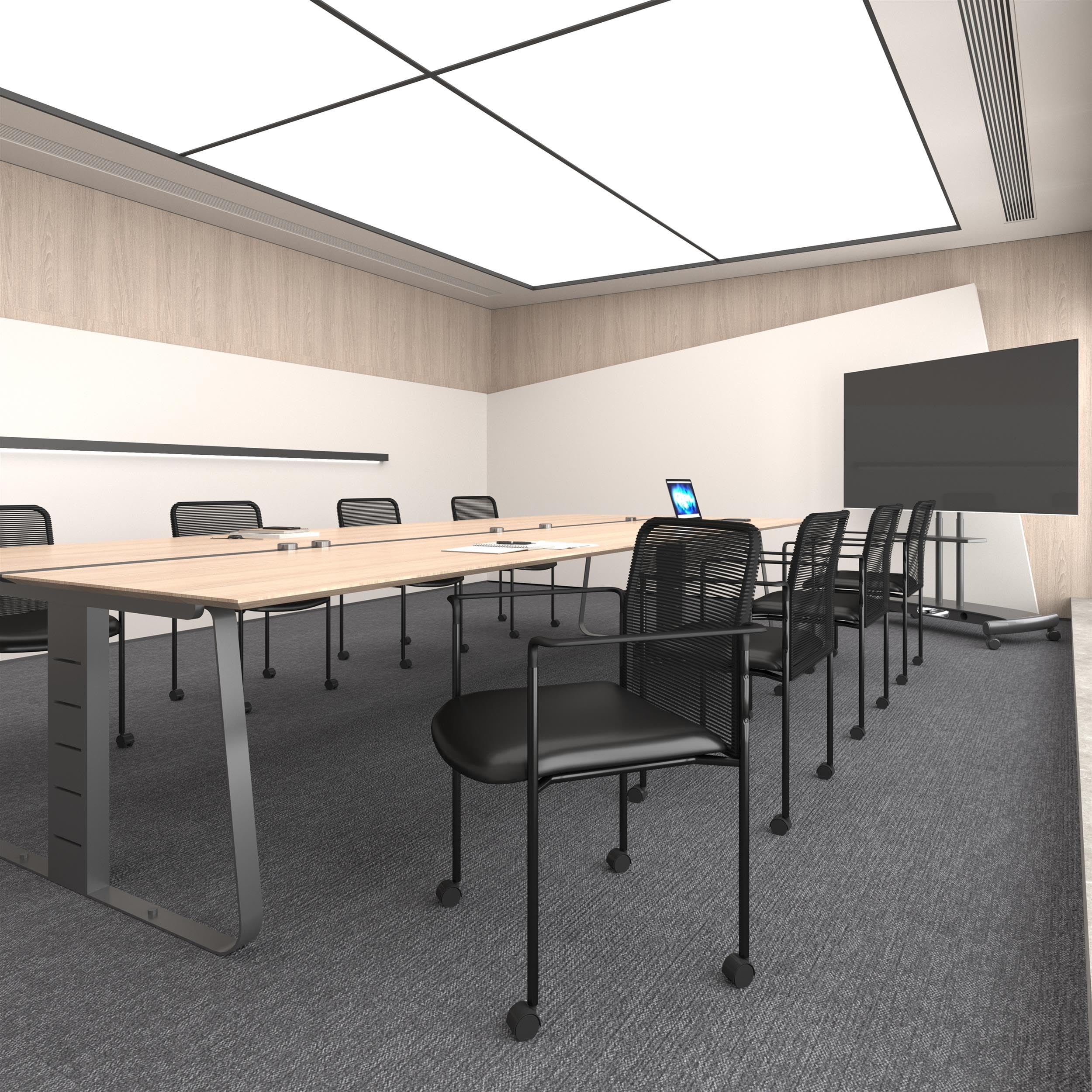 Boss Office Products Mesh And Vinyl Guest Casters Chair, Black