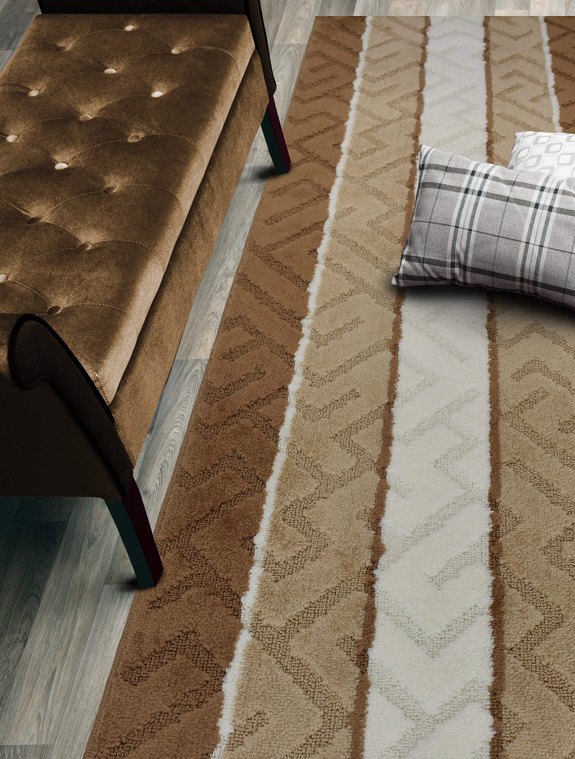 ORFA HOME Custom Size Meander Hallway Runner Rug Slip Resistant, 26 Inch Wide x Your Choice of Length Size, Beige, 26 Inch X 21 
