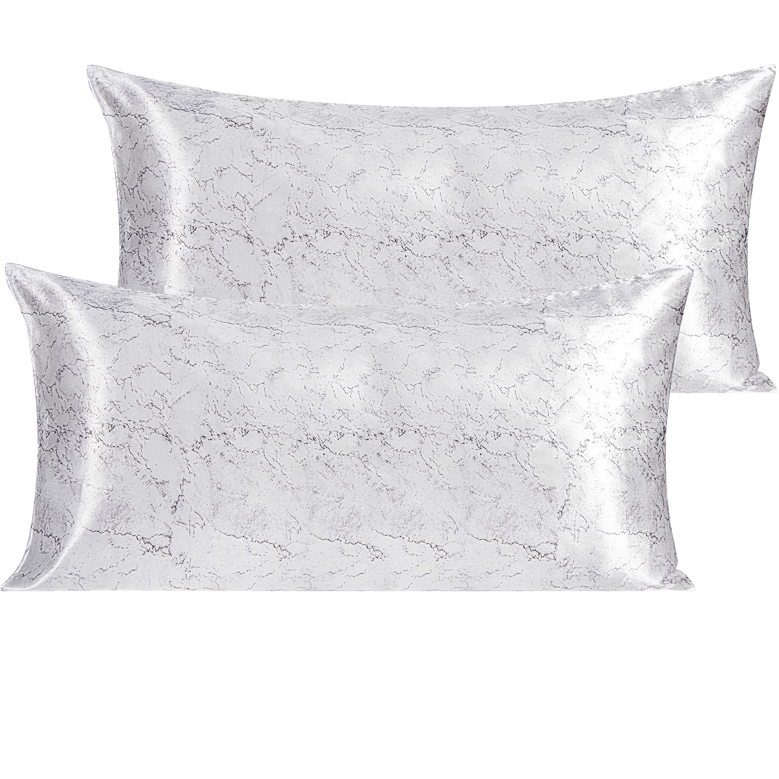 Ntbay 2 Pack Satin King Pillowcases For Hair And Skin, Luxurious And Silky Marbling Printed Pillow Cases With Envelope Closure,