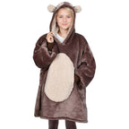 Solaris Bear Wearable Blanket Hoodie For Kids - Warm Soft Gift, Oversized Cozy Sherpa Fleece Sweatshirt Pullover For Teens, Girl