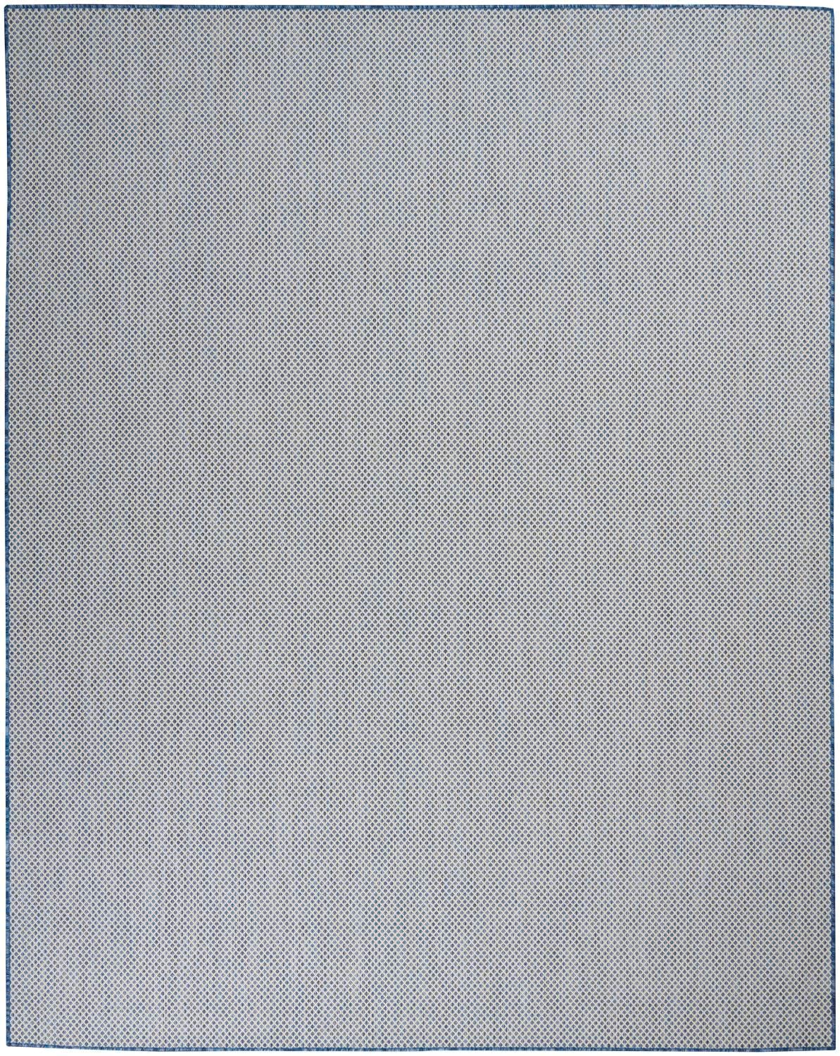 Nourison Courtyard Indoor/Outdoor Ivory Blue 8' X 10' Area Rug, Geometric, Easy Cleaning, Non Shedding, Bed Room, Living Room, D