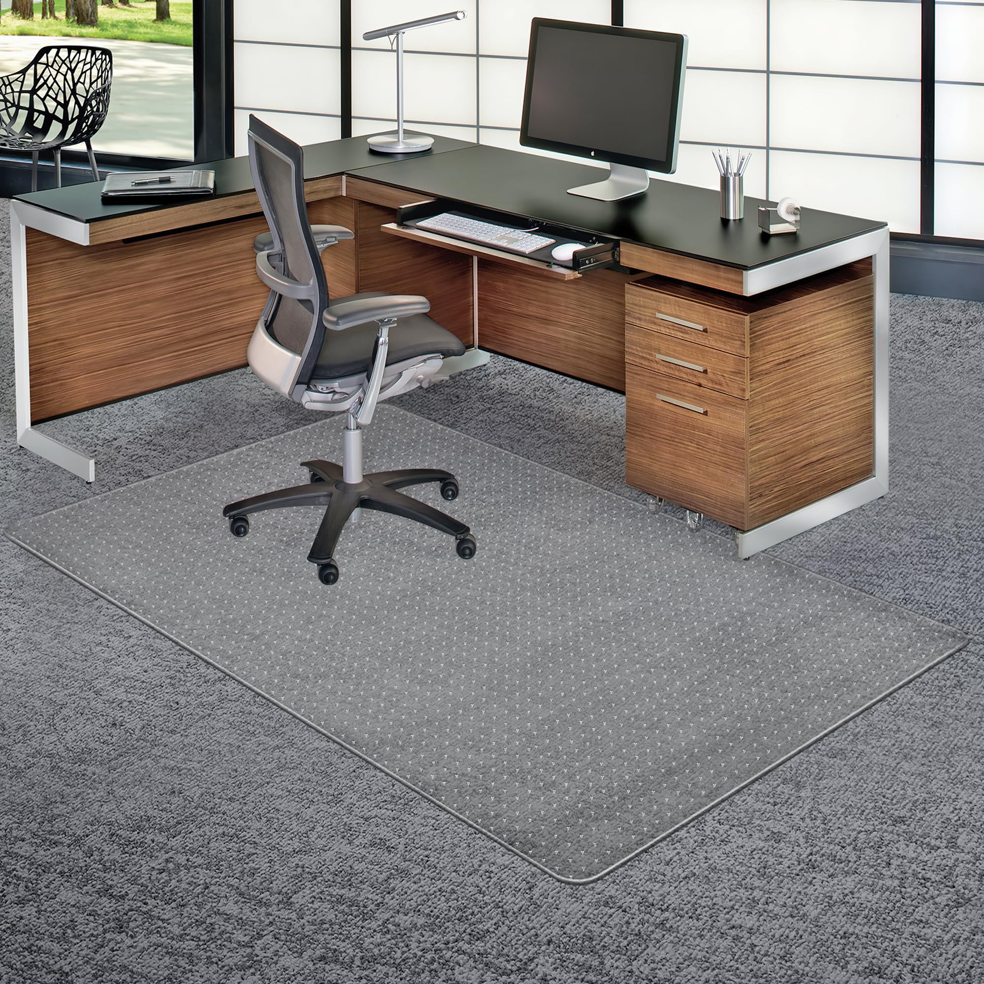 Beswin Extra Large Office Chair Mat For Carpeted Floors, 46 ' X 72 ' Transparent Desk Mat For Low Pile Carpet, Smooth Glide Co