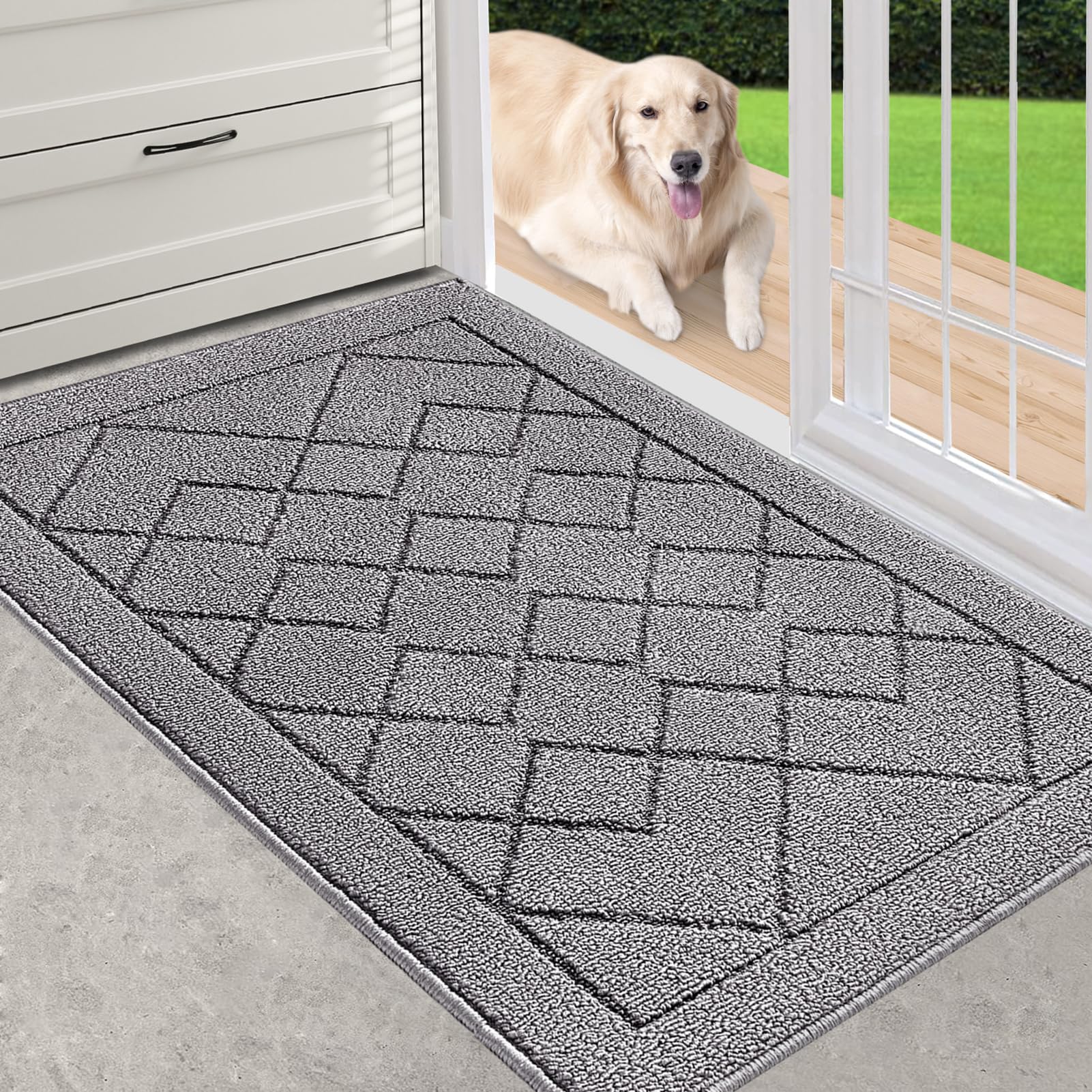 Refetone Indoor Doormat, Front Back Door Mat 24'X36' Rubber Backing Non Slip Mats, Absorbent Washable Entrance Doormat For Ent