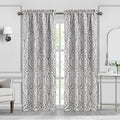 Loom And Mill Contemporary Damask Curtains For Bedroom, Luxury Lined Darkening Jacquard Curtains 2 Panels With Tiebacks, Window