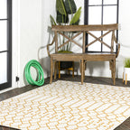 Jonathan Y Smb108J-8 Ourika Moroccan Geometric Textured Weave Indoor Outdoor Area-Rug, Coastal,Traditional,Transitional Easy Clean,Bedroom,Kitchen,Backyard,Patio, Non-Shed, Cream/Yellow, 8 X 10