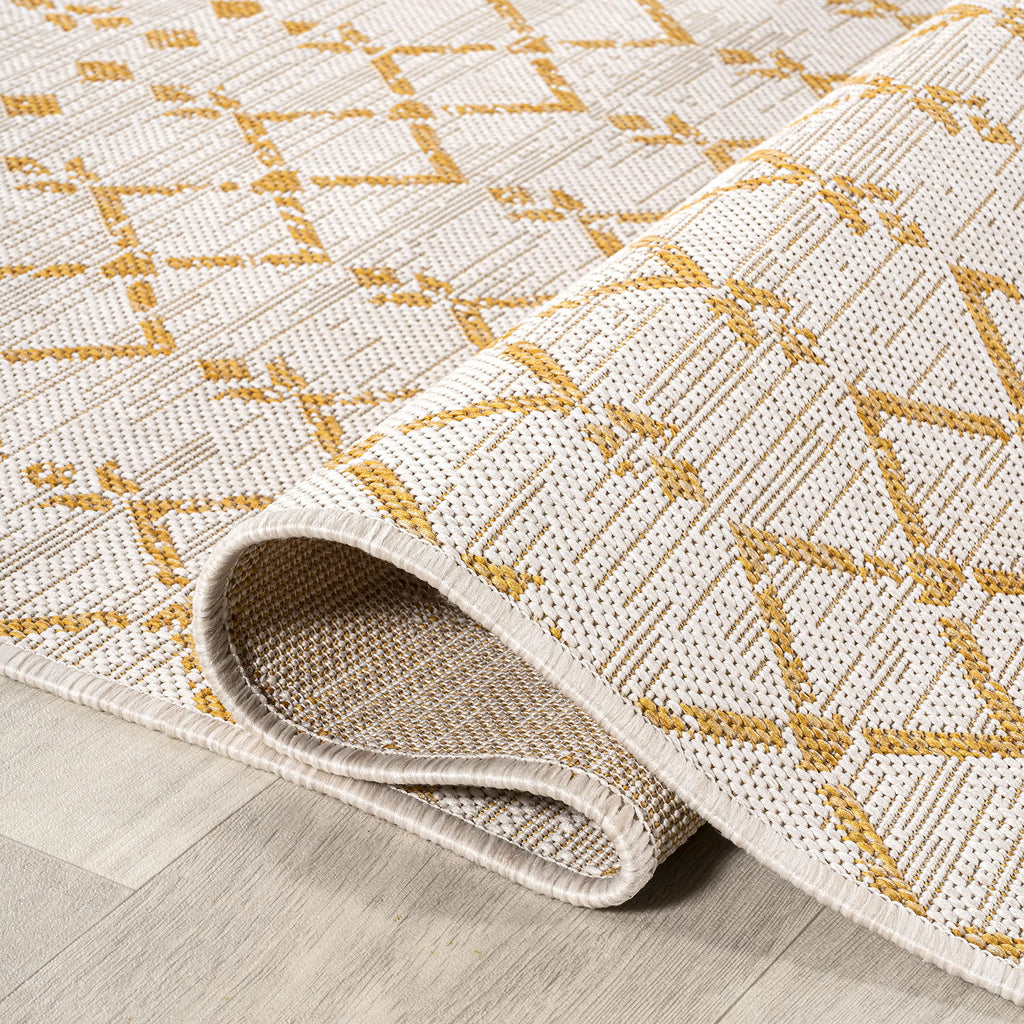 Jonathan Y Smb108J-4 Ourika Moroccan Geometric Textured Weave Indoor Outdoor Area-Rug, Coastal, Traditional, Transitional Easy-C