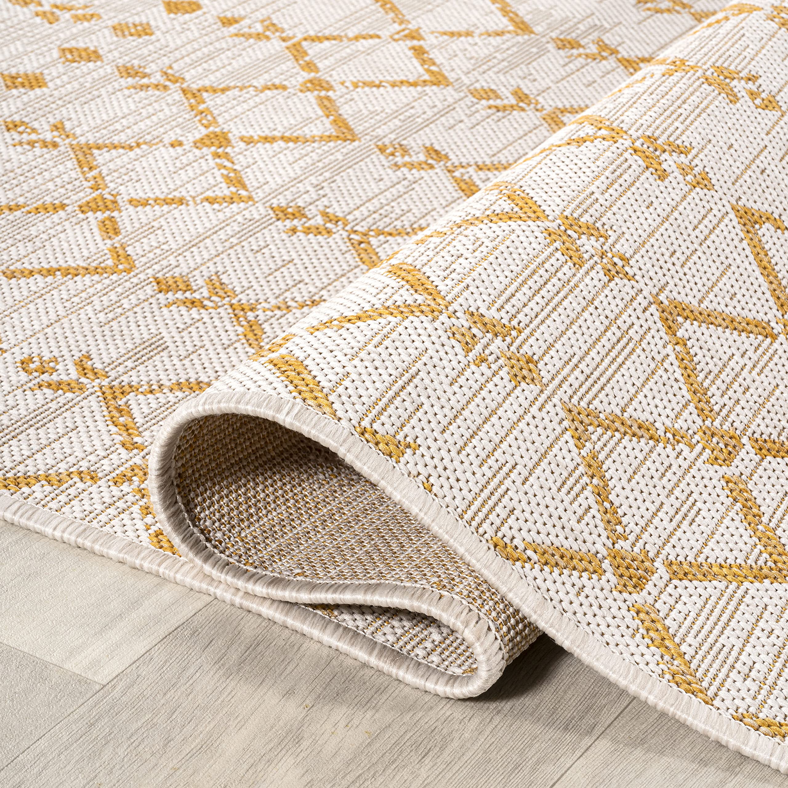 Jonathan Y Smb108J-4 Ourika Moroccan Geometric Textured Weave Indoor Outdoor Area-Rug, Coastal, Traditional, Transitional Easy-C