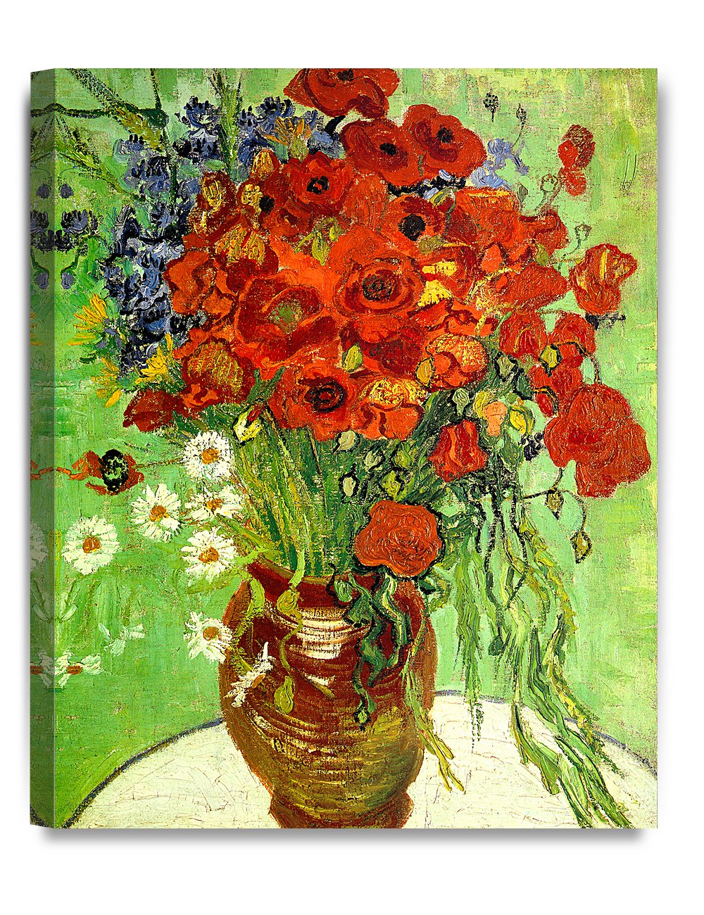 DECORARTS - Red Poppies and Daisies, Vincent Van Gogh Art Reproduction. Giclee Canvas Prints Wall Art for Home Decor 16x20, Dept