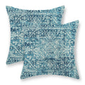 Betginy Boho Pillow Covers 20X20,Teal Ethnic Design Outdoor Decorative Throw Pillows For Couch, Carpet Pattern Decor Cushion Cover 2 Pcs Farmhouse Linen Pillowcase For Bed Car Safa