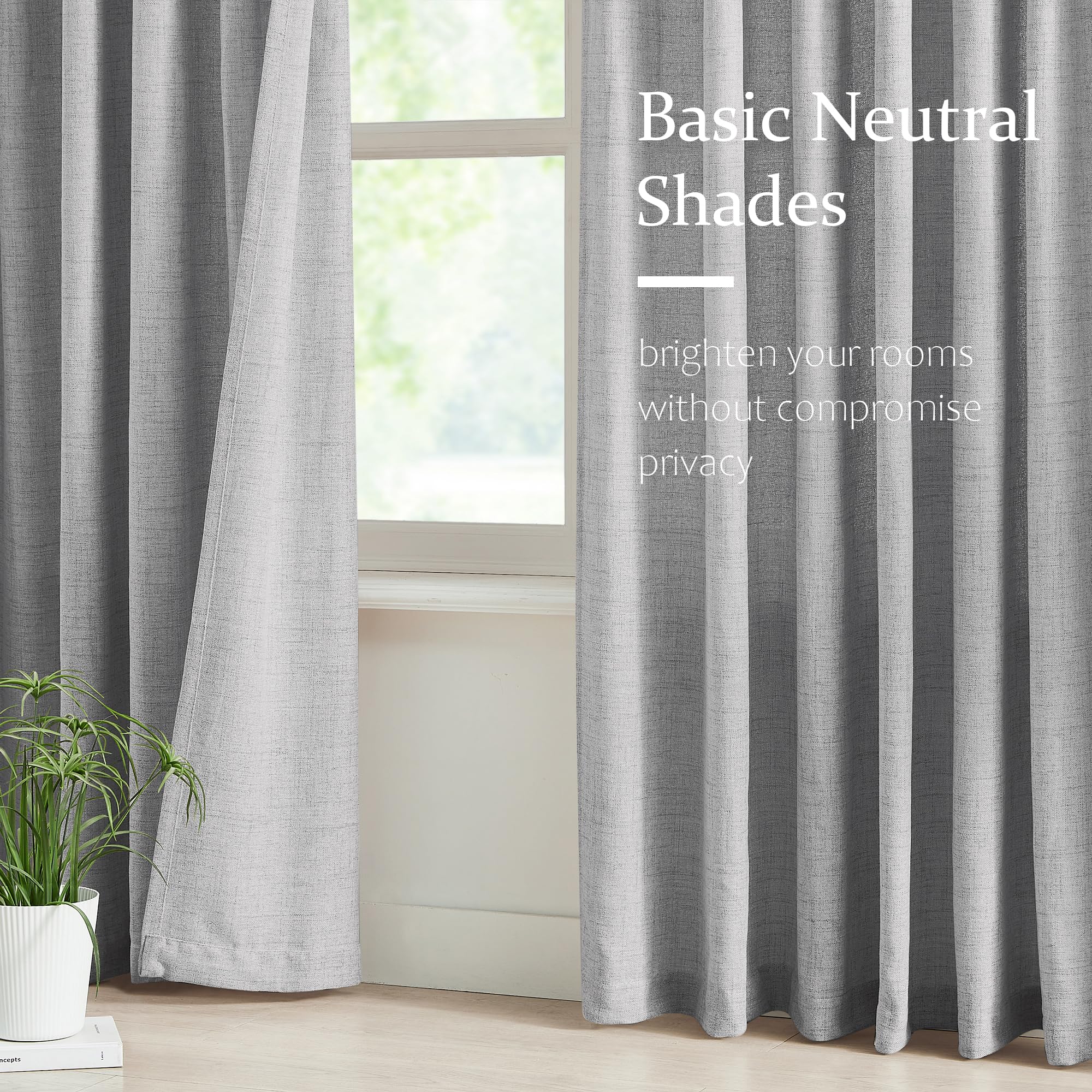 Fmfunctex Linen Pinch Pleated Curtains 96 Inches Long For Living Room, Dove Grey Semi Sheer Pleat Drapes For Bedroom With Hooks,