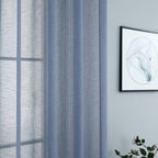 Pitalk Dusty Blue Semi Sheer Curtains 90 Inches Long For Living Room Set 2 Panels Rod Pocket Window Coverings Faux Linen Drapes