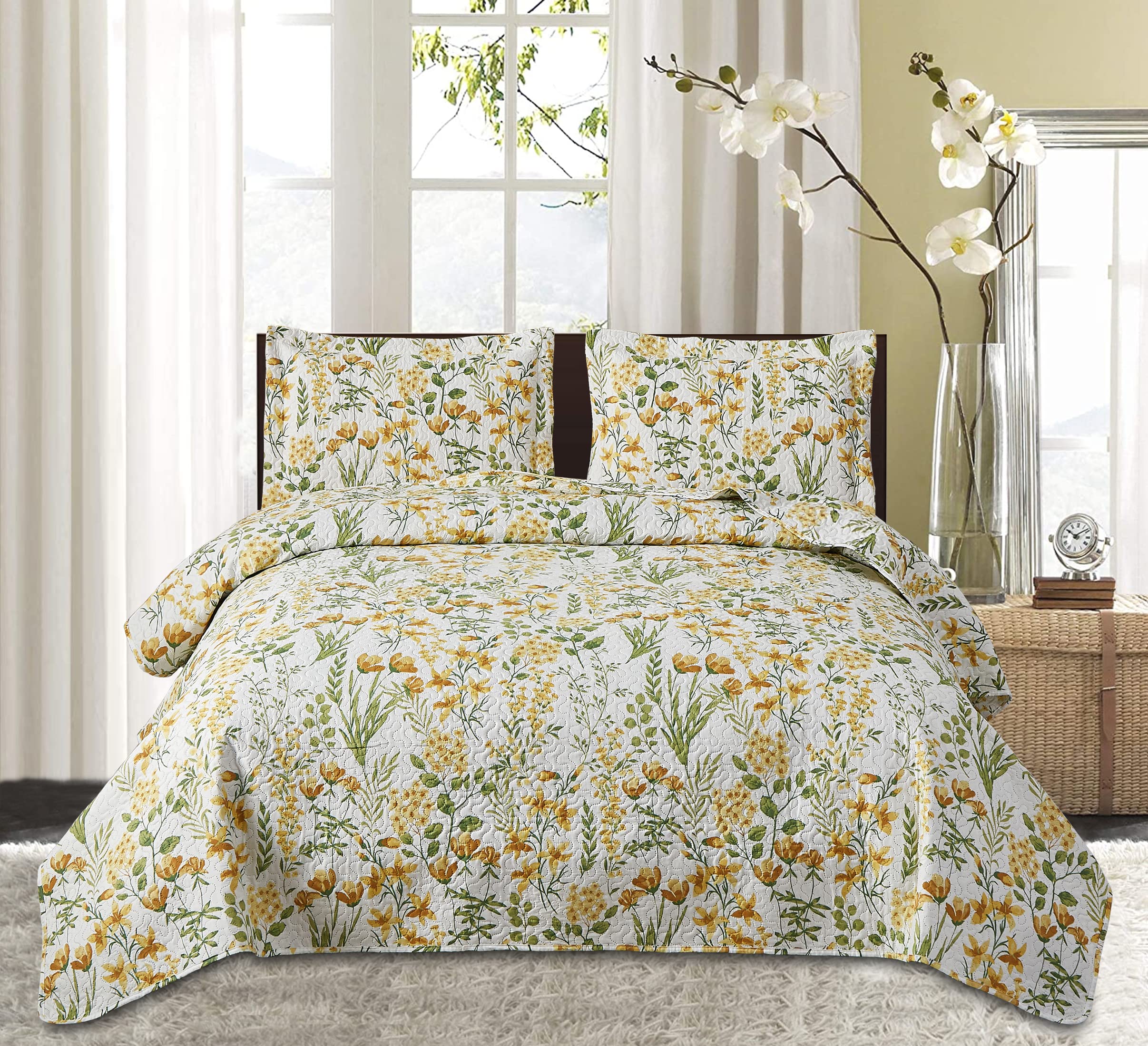 Floral Bedspread Coverlet Queen Size Quilt Set Bedding Home Lightweight Coverlet Floral Quilt Bedspread Queen Bed Reversible Bed