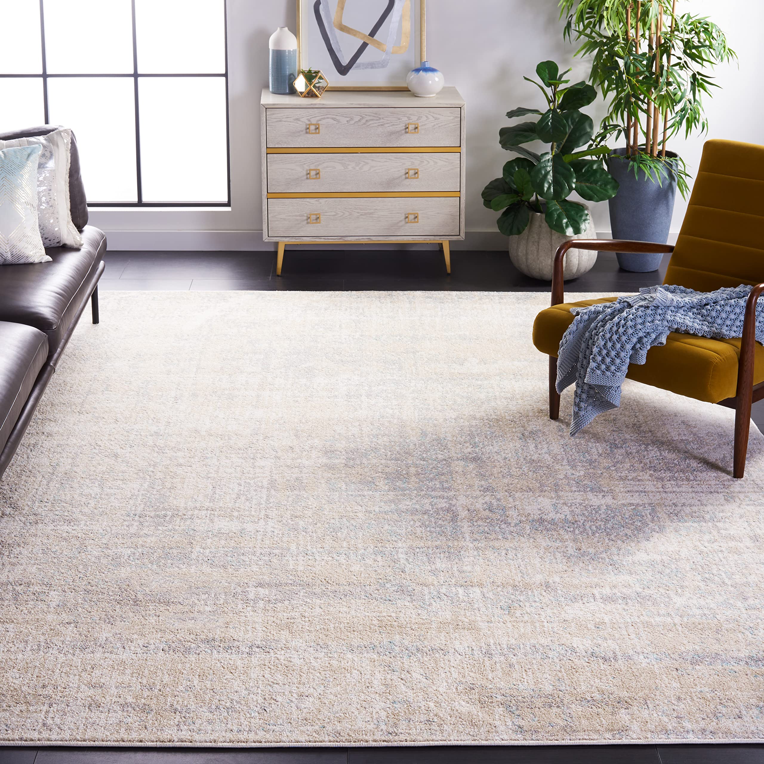 SAFAVIEH Adirondack Collection Area Rug - 8' x 10', Beige & Slate, Modern Abstract Design, Non-Shedding & Easy Care, Ideal for H
