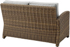 Crosley Furniture Bradenton Outdoor Sectional Left Side Loveseat, 2-Person Wicker Patio Couch for Deck, Brown with Gray Cushions