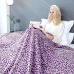 Cute Purple Blanket Soft Fleece Leopard Print Throw Blanket For Couch Sofa Decor Plush Blankets